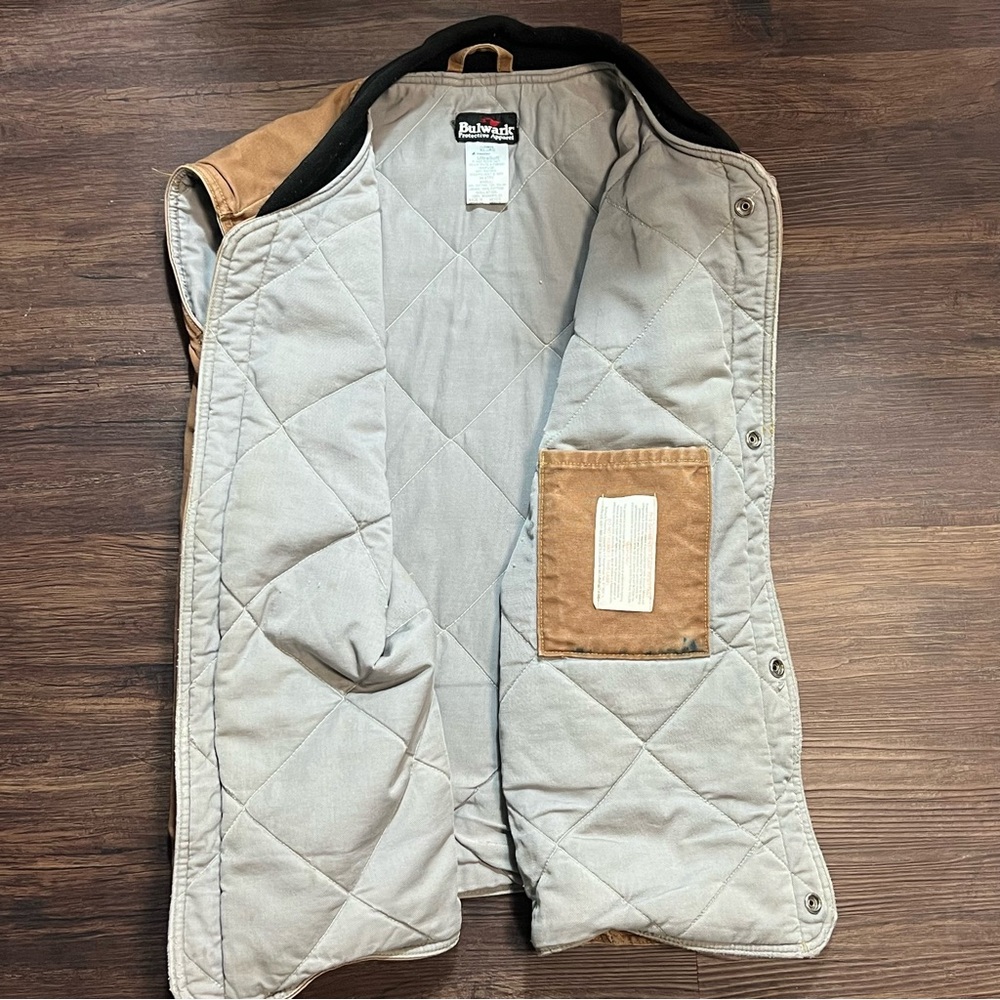 Bulwark Protective Work Vest Brown Canvas Snap Lined Flame Resistant Sz.XL RG. - Picture 9 of 9